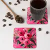 Bloemen - Verf - Roze onderzetter kurk middel -sfeer2