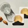 Bergsilhouetten - Gouden cirkel - Beige onderzetter kurk middel -sfeer4