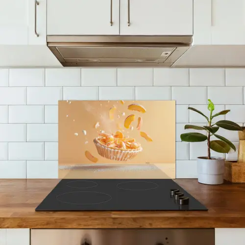 Peach - Eten - Taart - Oranje keuken achterwand spatscherm klein -sfeer2