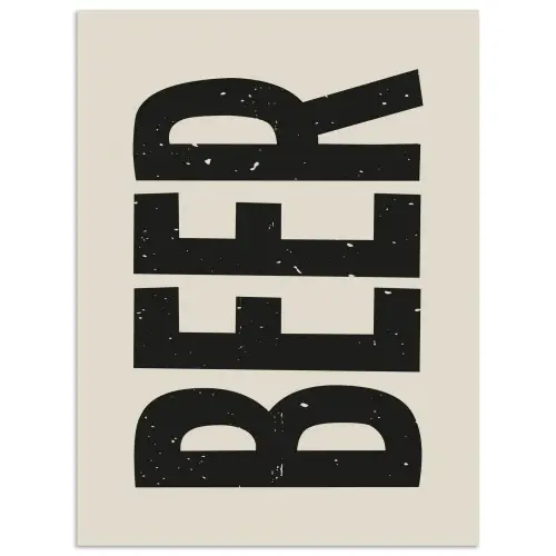 Beer - Vintage - Zwart - Beige poster papier klein -3d