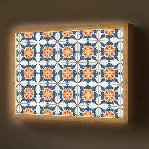 Traditioneel - Tegel - Oranje Light Box met batterij (Wandlamp) middel 907 -z3d_website