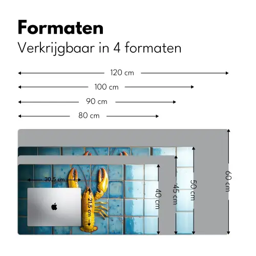 Kreeft - Geel - Blauw - Tegels Muismat XXL klein -sfeer5