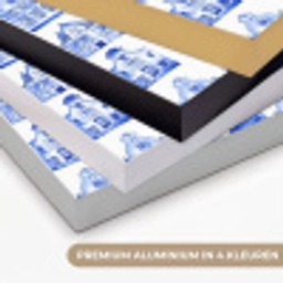 Patroon - Huizen - Blauw Textielframe zwart klein 947 -USP_kleurenNL