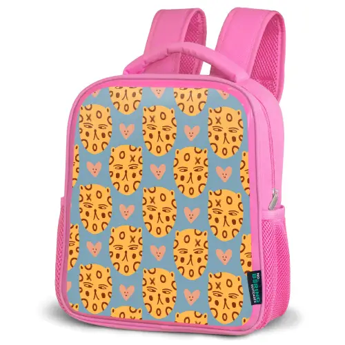 Kattenkoppen - Cirkels - Hartjes - Blauw Kinderrugzak - Roze middel 863 -schuin