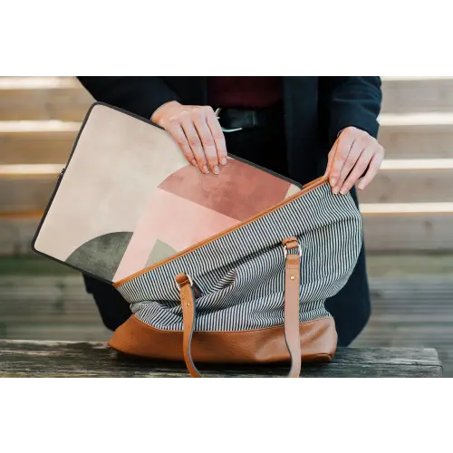 Cirkel - Abstract - Roze laptophoes neopreen klein -tas