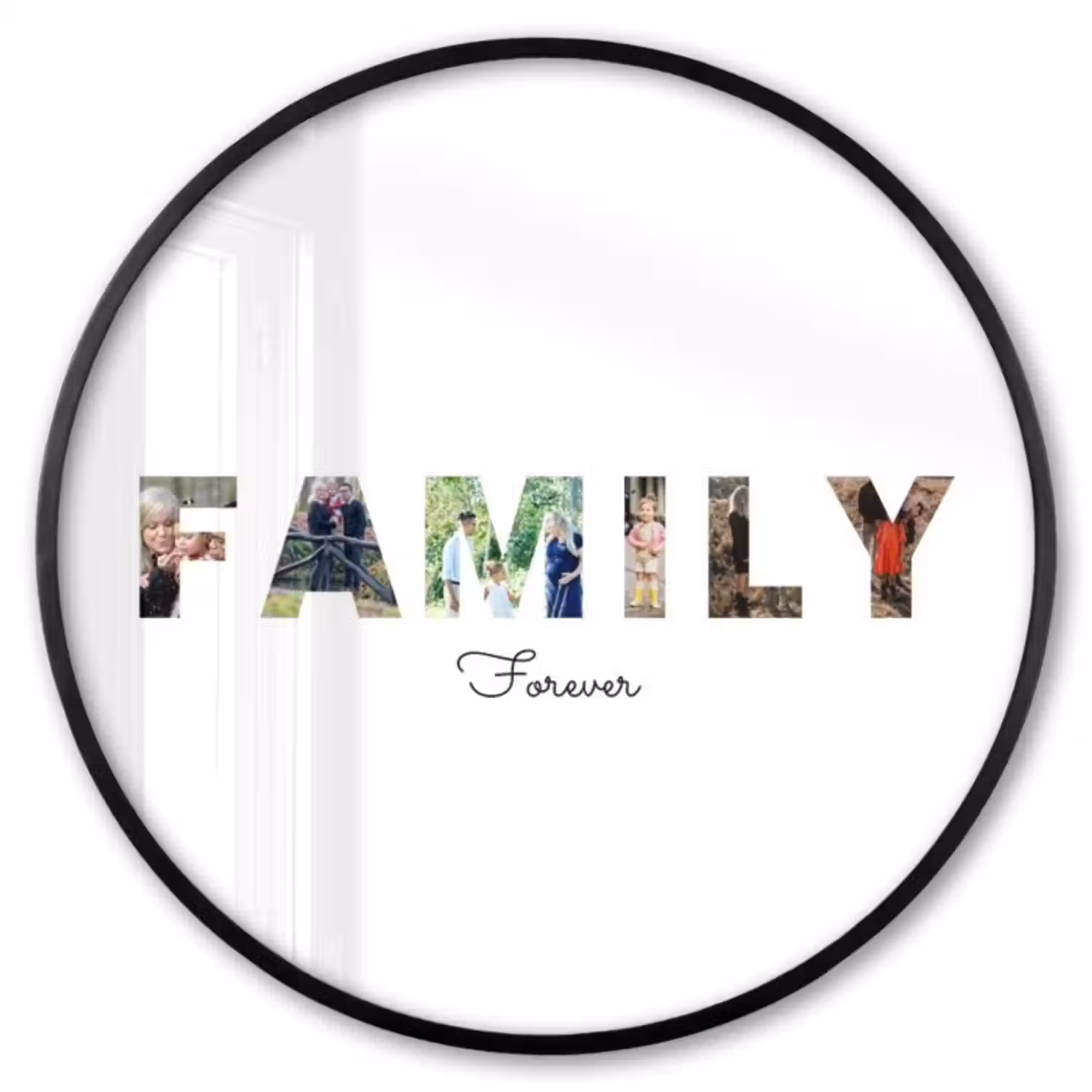 Gepersonaliseerde ronde fotolijst - Family - Lettercollage