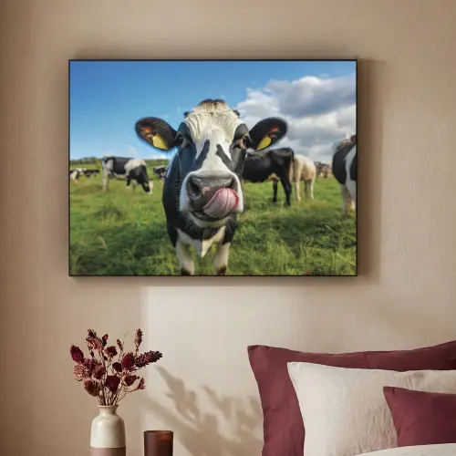 Koe - Tong - Weide Textielframe zwart klein -sfeer1