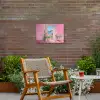 Roze - Buiten - Verf Tuinposter op houten frame 2 cm dik klein -sfeer3