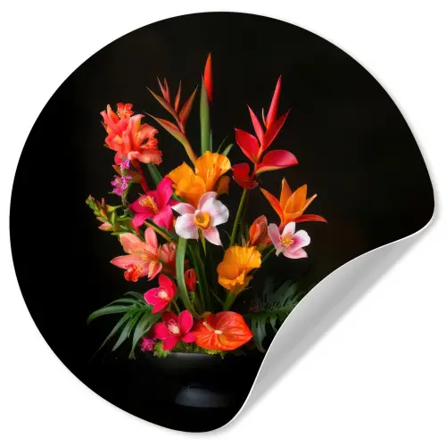 Boeket - Bloemen - Exotisch Wandcirkel behangsticker klein -3d