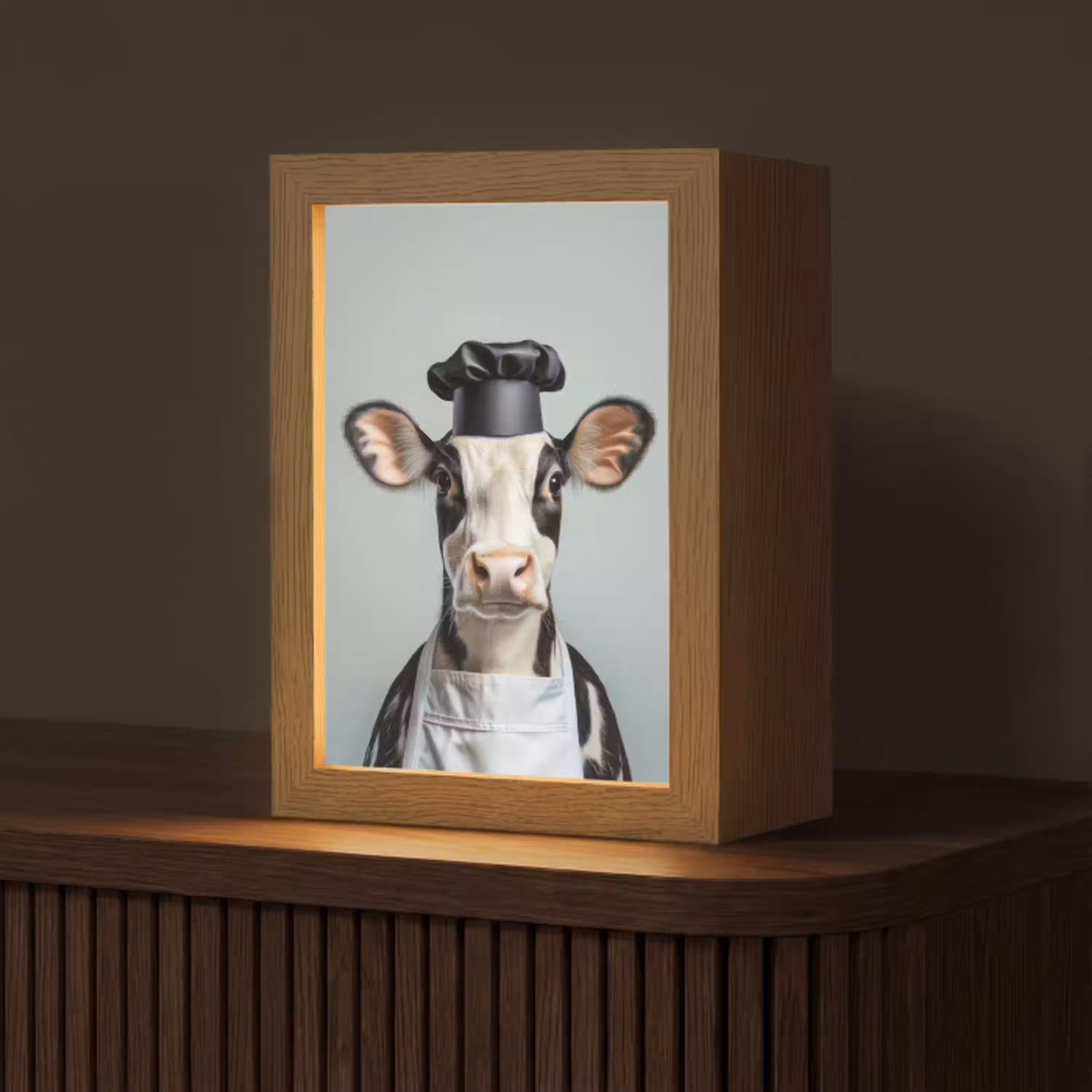 Koe - Zwart - Wit - Kok Light Box met kabel (Tafellamp) klein -z3d_website