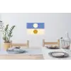 Cirkels - Symmetrisch - Wit - Blauw- Geel Muursticker klein -eettafel