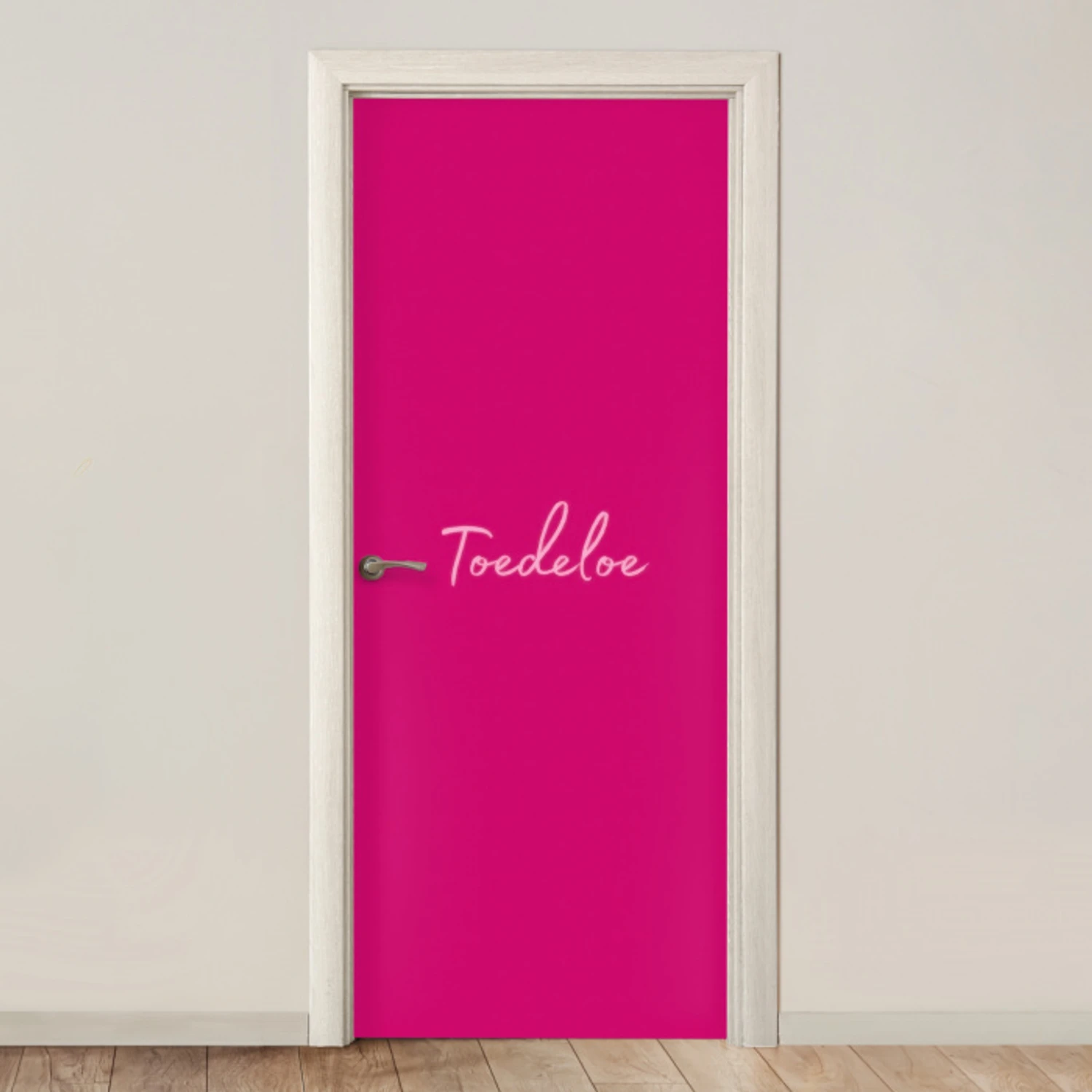 Toedeloe - Roze deurposter klein -3d_beige