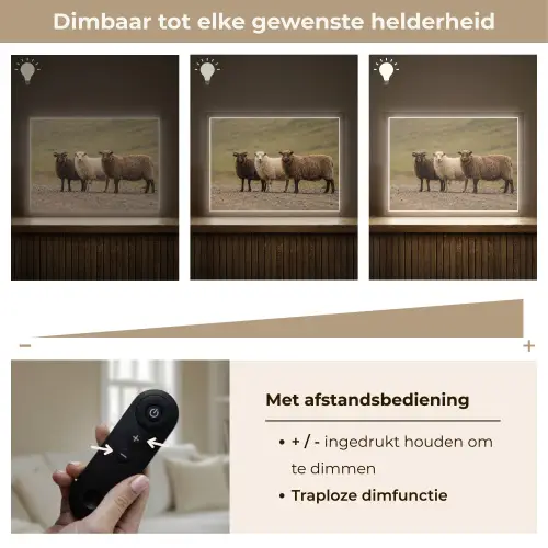 Schapen - Bruin - Wit - Grindpad Light Box met batterij (Wandlamp) middel -USP_dimbaarNL