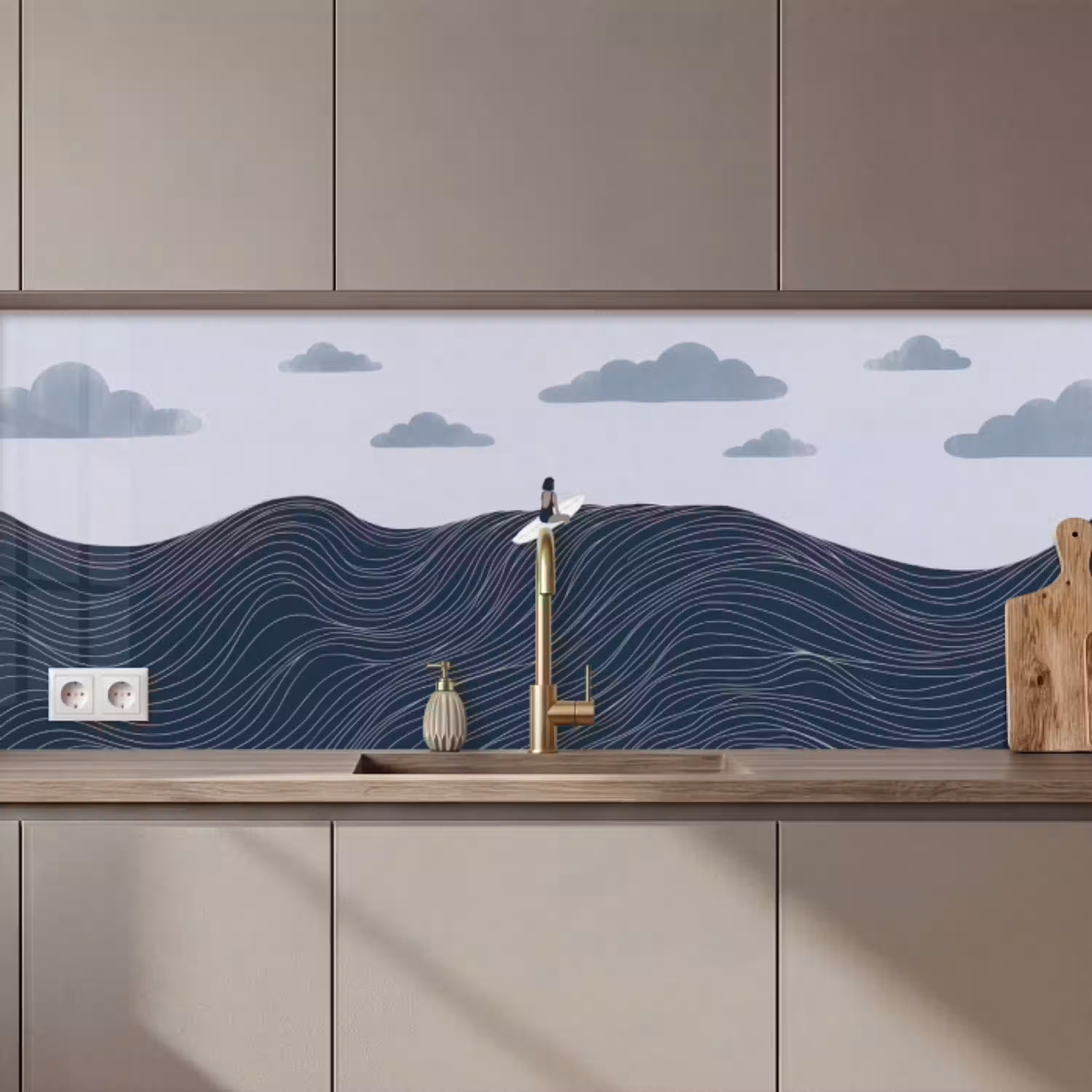 Persoon - Surfen - Oceaan - Natuur - Modern keuken achterwand 2 middel zz_3dshopping