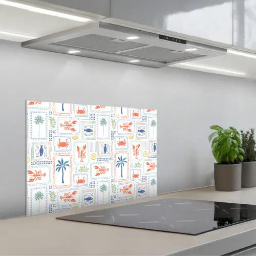 Italiaans - Zee - Sfeer - Krab - Multi keuken achterwand spatscherm klein 900 -3d_schuin