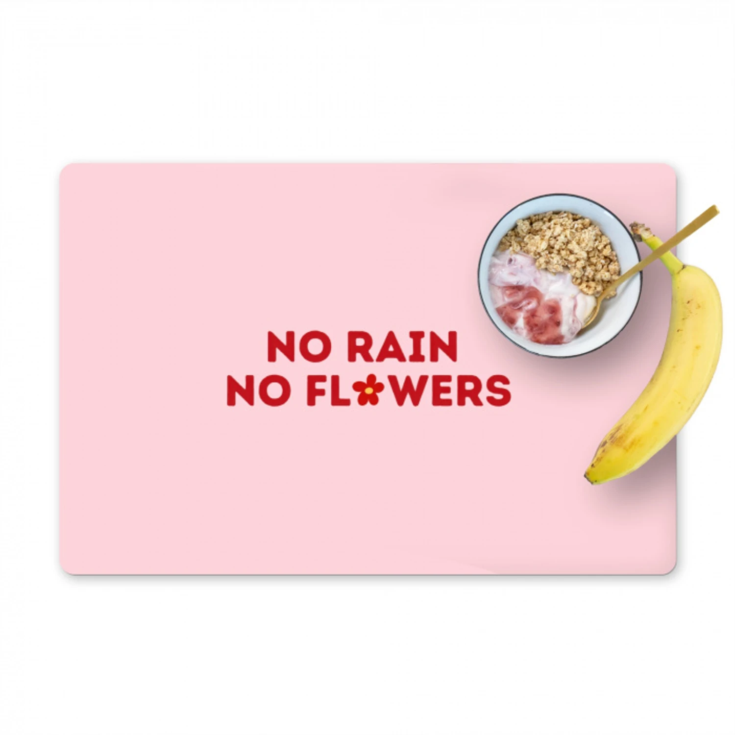 No rain no flowers - Minimalistisch - Roze - Bloem Placemat vinyl groot -zzzproduct_Kitchenyeah-website