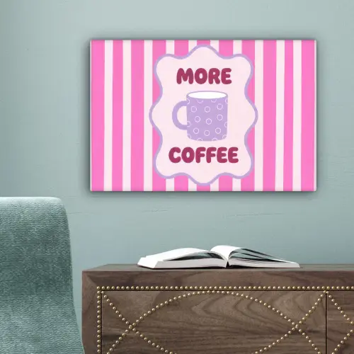 More coffee - Roze - Paars - Strepen - Mok canvas 2cm klein -sfeer4