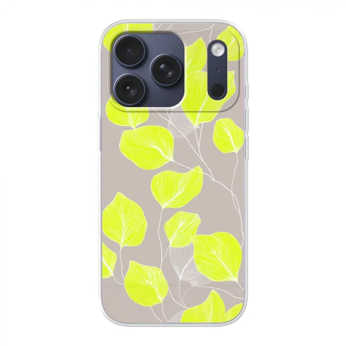 Bladeren - Neon - Geel - Lijnen Telefoonhoesje iPhone 17 Pro klein -3d