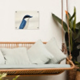 Illustratie - Blauw - Vogel tuinposter los doek klein -sfeer7