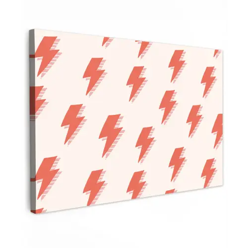 Rood - Bliksem - Roze Tuinposter op houten frame 2 cm dik klein 845 -3d
