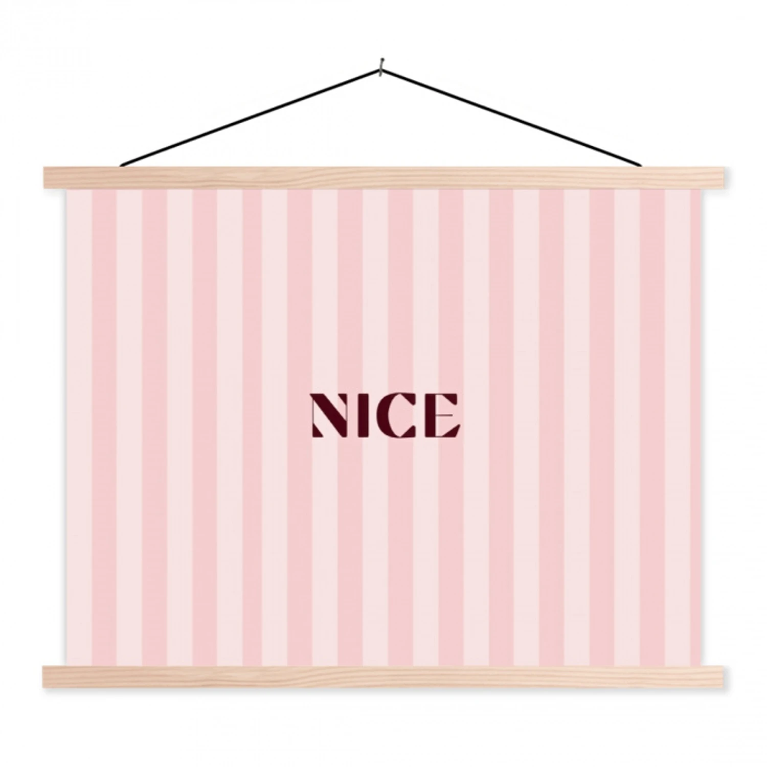 Nice - Strepen - Roze textielposter latten blank klein -3d