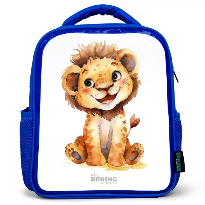 Baby leeuw Kinderrugzak - Blauw middel -3d