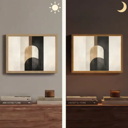 Geometrische - Vormen - Wit Light Box met batterij (Wandlamp) middel -sfeer3