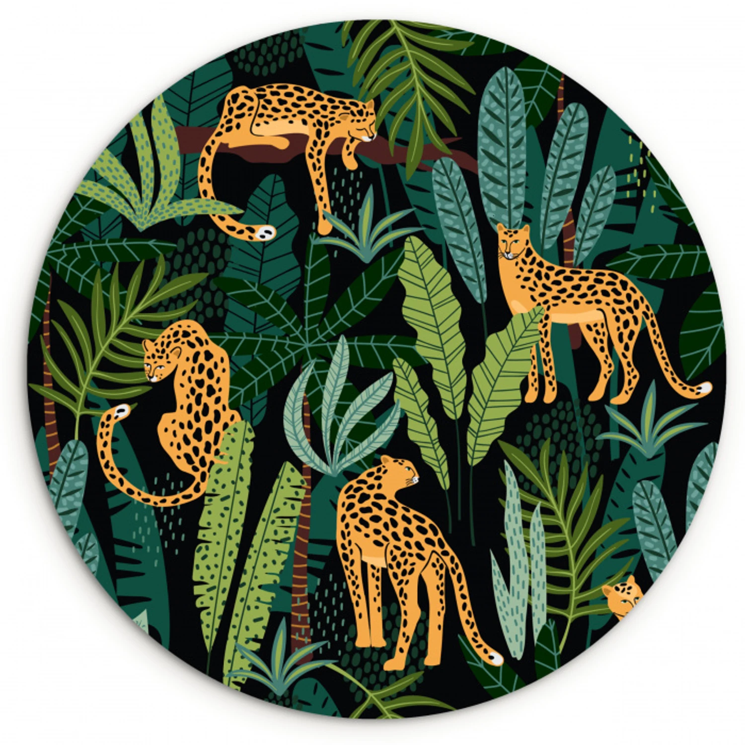 Jungle - Panter - Patronen - Jongens - Meiden - Planten Wandcirkel kunststof plaat 5mm dik klein -3d