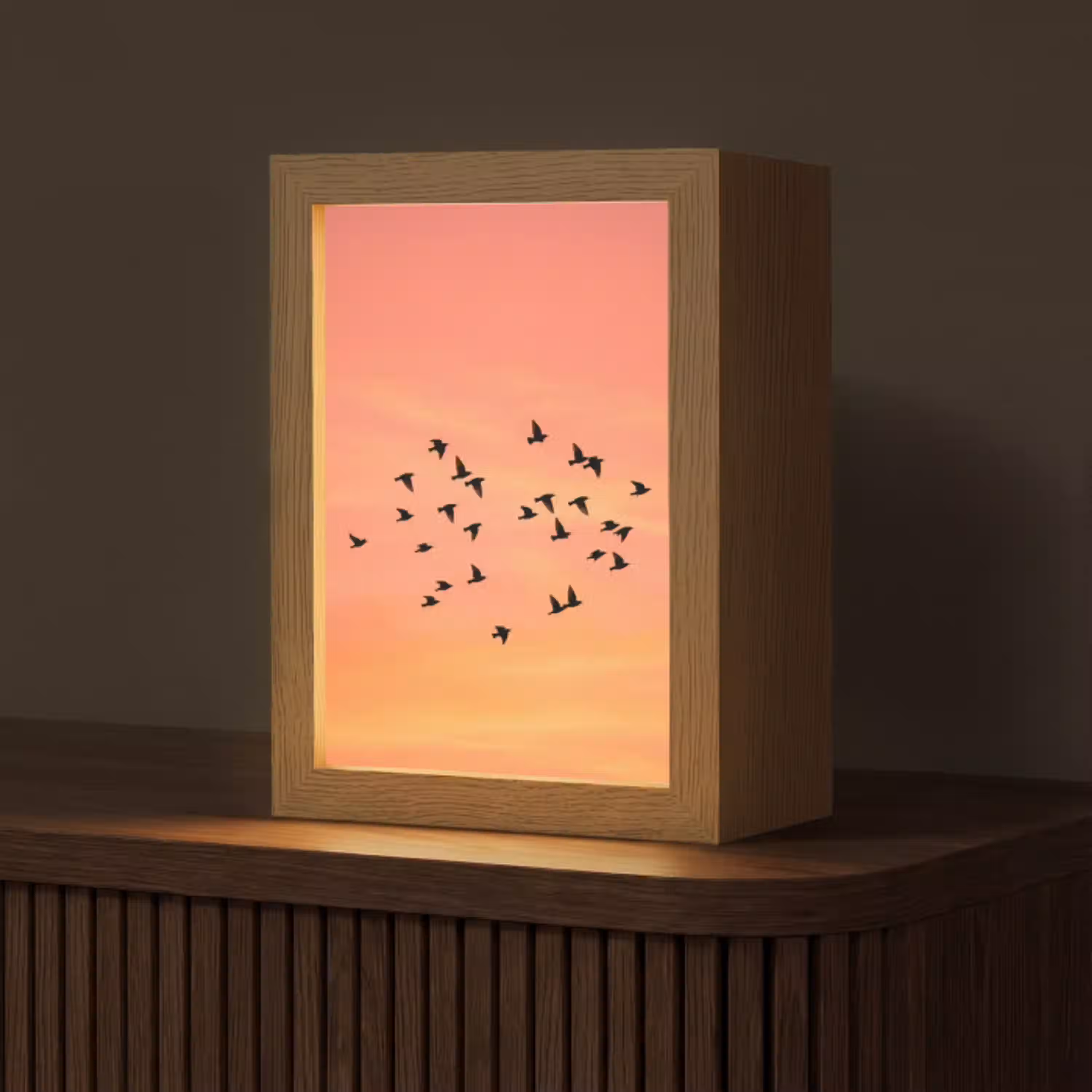 Zwerm - Vogels - Oranje Light Box met kabel (Tafellamp) klein -z3d_website