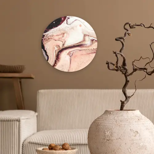 Steen - Marmer - Edelsteen - Abstract - Natuur - Roze Wandcirkel kunststof plaat 5mm dik klein -sfeer1