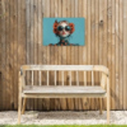 Vrouw - Blauw - Vlinder - Bloemen - Aesthetic Tuinposter op houten frame 2 cm dik klein -sfeer4