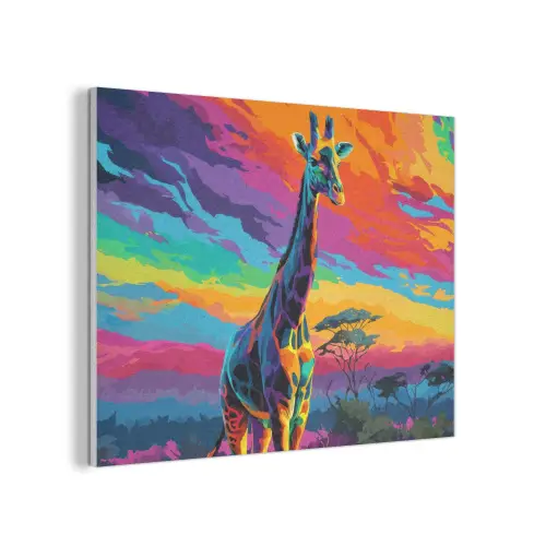 Giraffe - Savanna - Lucht - Gekleurd PET vilt klein -3d
