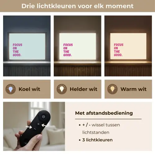 Focus on the good - Beige - Roze Light Box met batterij (Wandlamp) middel -USP_lichtkleurNL