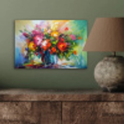 Bloemen - Kleurrijk - Bloempot - Olieverf aluminium wit klein -sfeer2