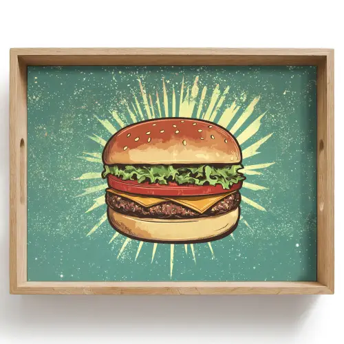 Hamburger - Illustratie - Sla - Kaas Dienblad Rechthoek middel -z3d_shopping