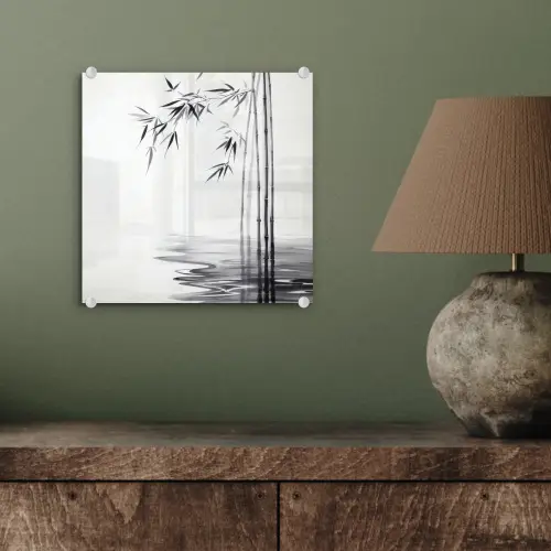 Bamboestammen - Water - Minimalistisch - Wit plexiglas 5mm klein -sfeer3