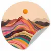 Zon - Kleurrijk landschap - Bergen Wandcirkel behangsticker klein -3d