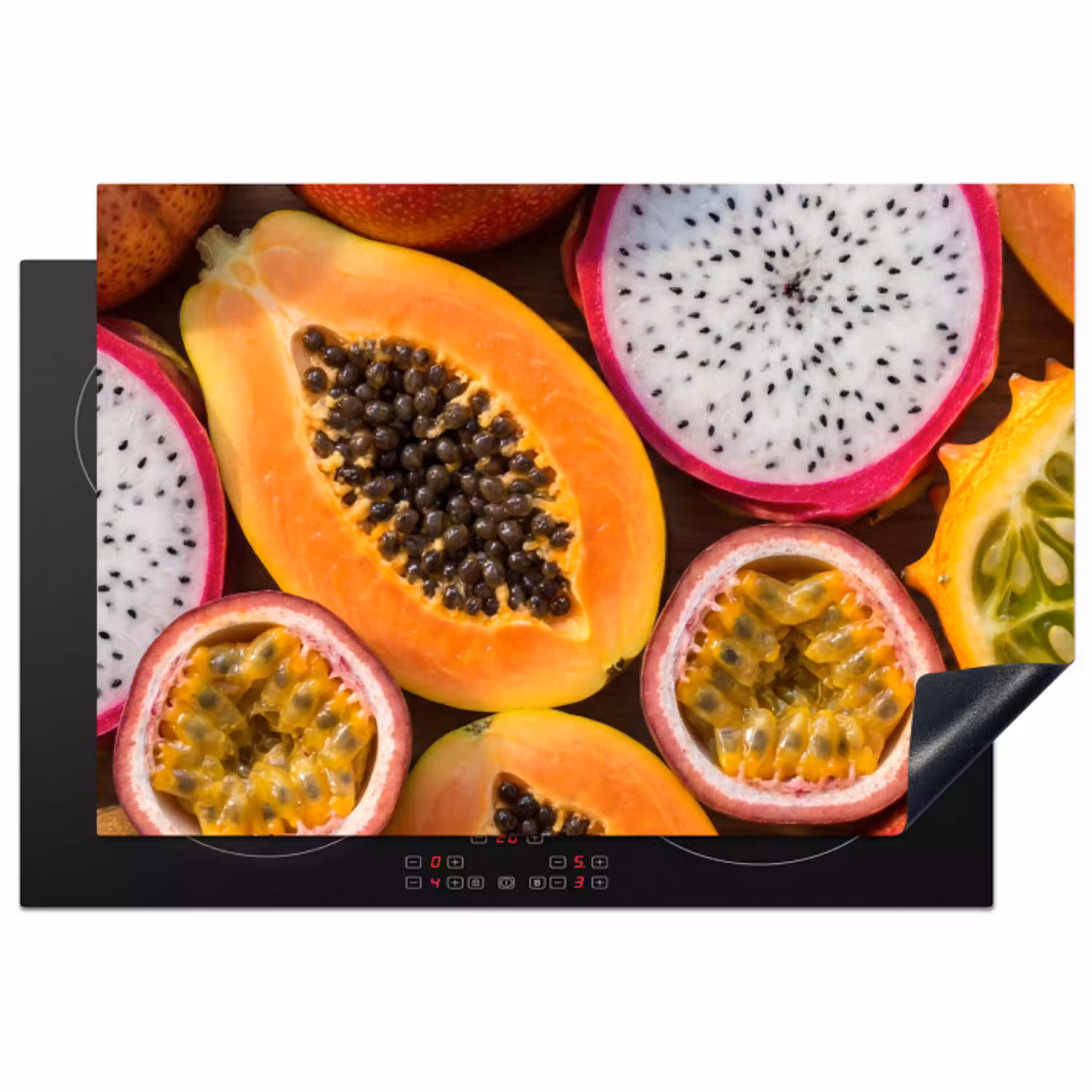 Fruit - Geopend - Tropisch - Eten - Kleurrijk Inductie beschermer vinyl 3mm klein -3d