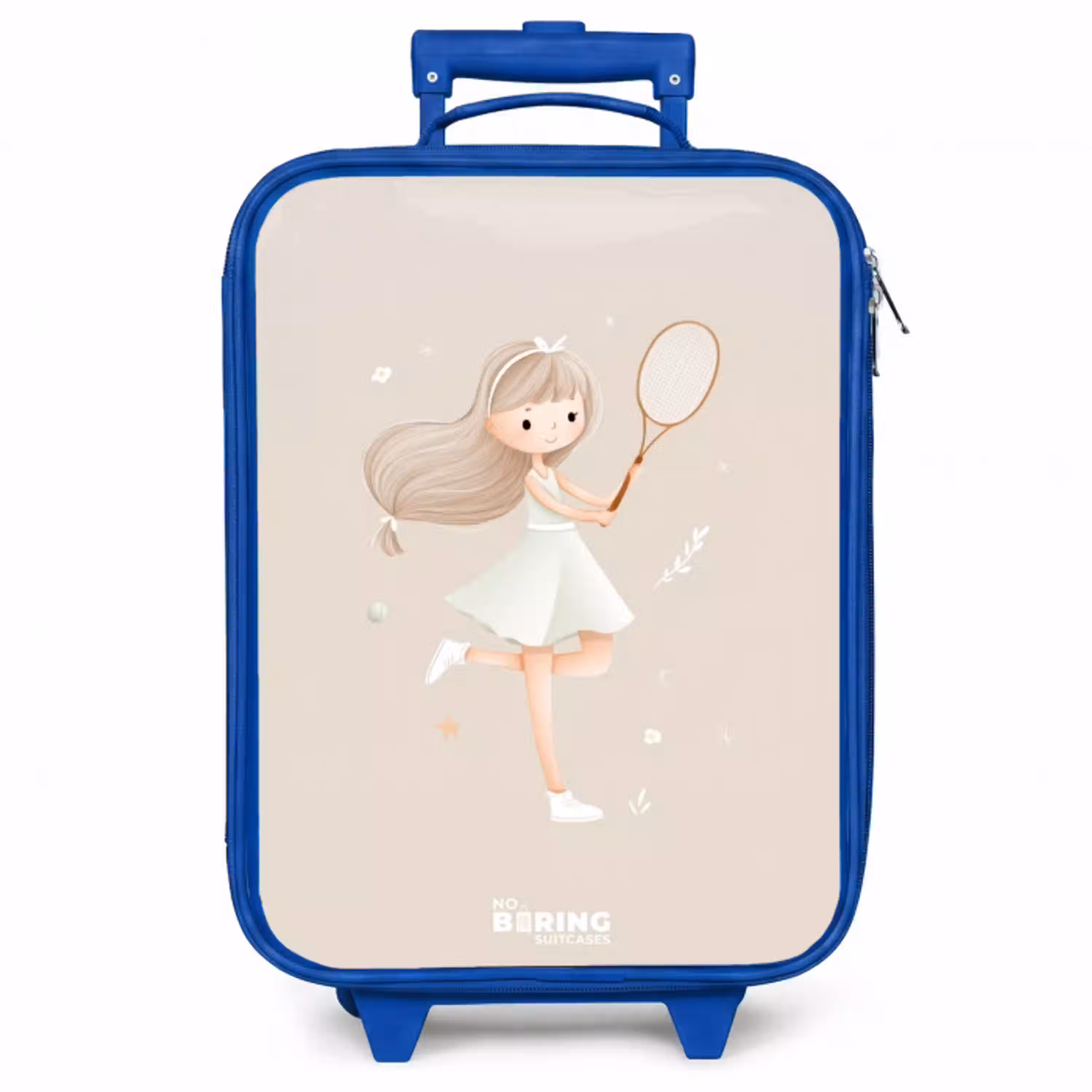 Meisje speelt tennis in beige kleuren Kinderkoffer - Blauw klein -zzz_website3d