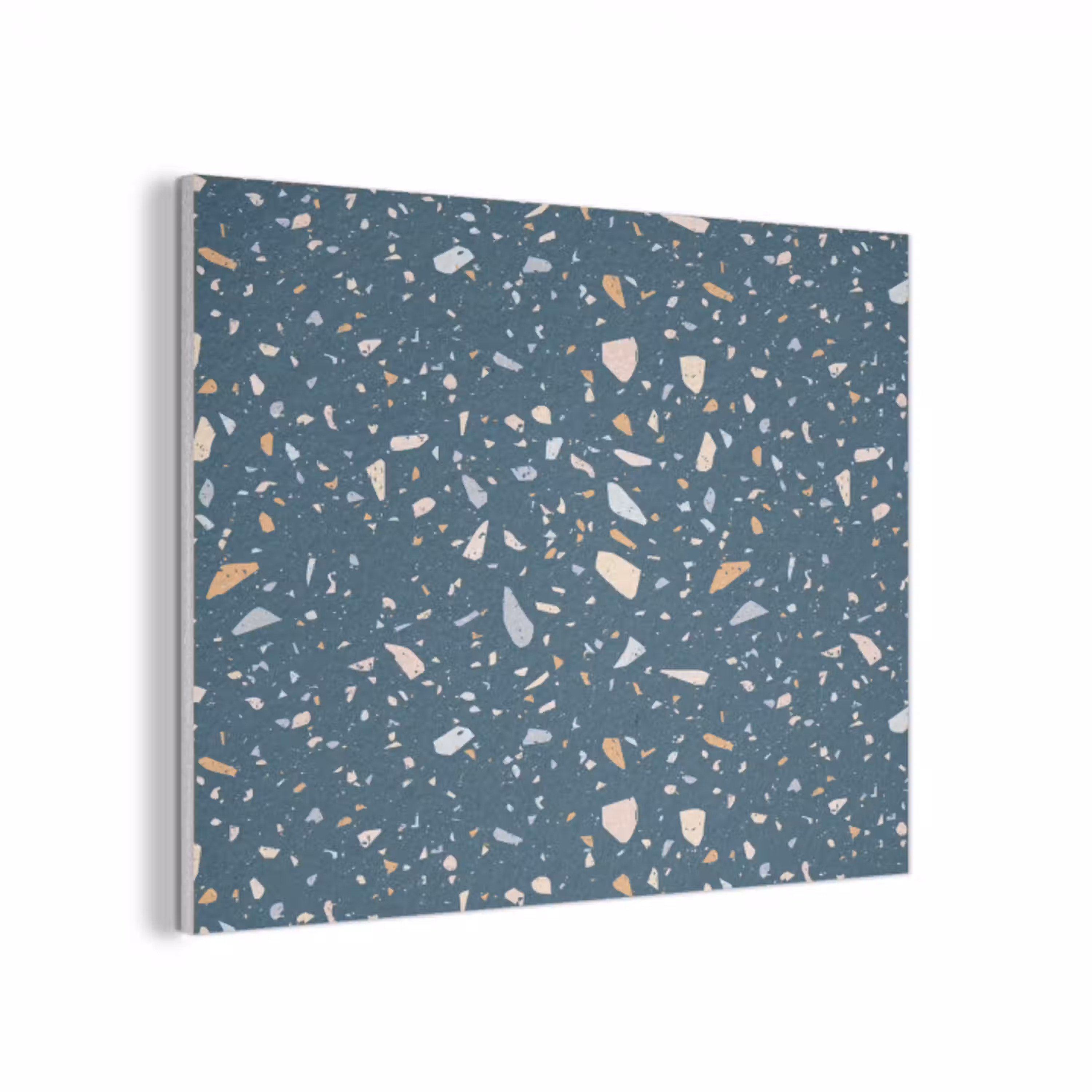 Terrazzo -  Patroon - Kleurrijk - Diep blauw PET vilt klein 837 -3d