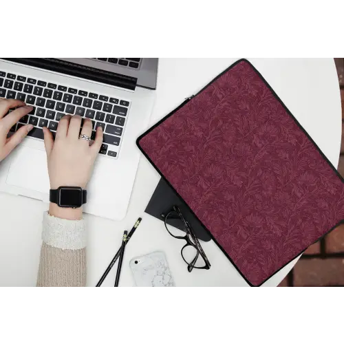 Bladeren - Patroon - Paars laptophoes neopreen klein 279 -bureau