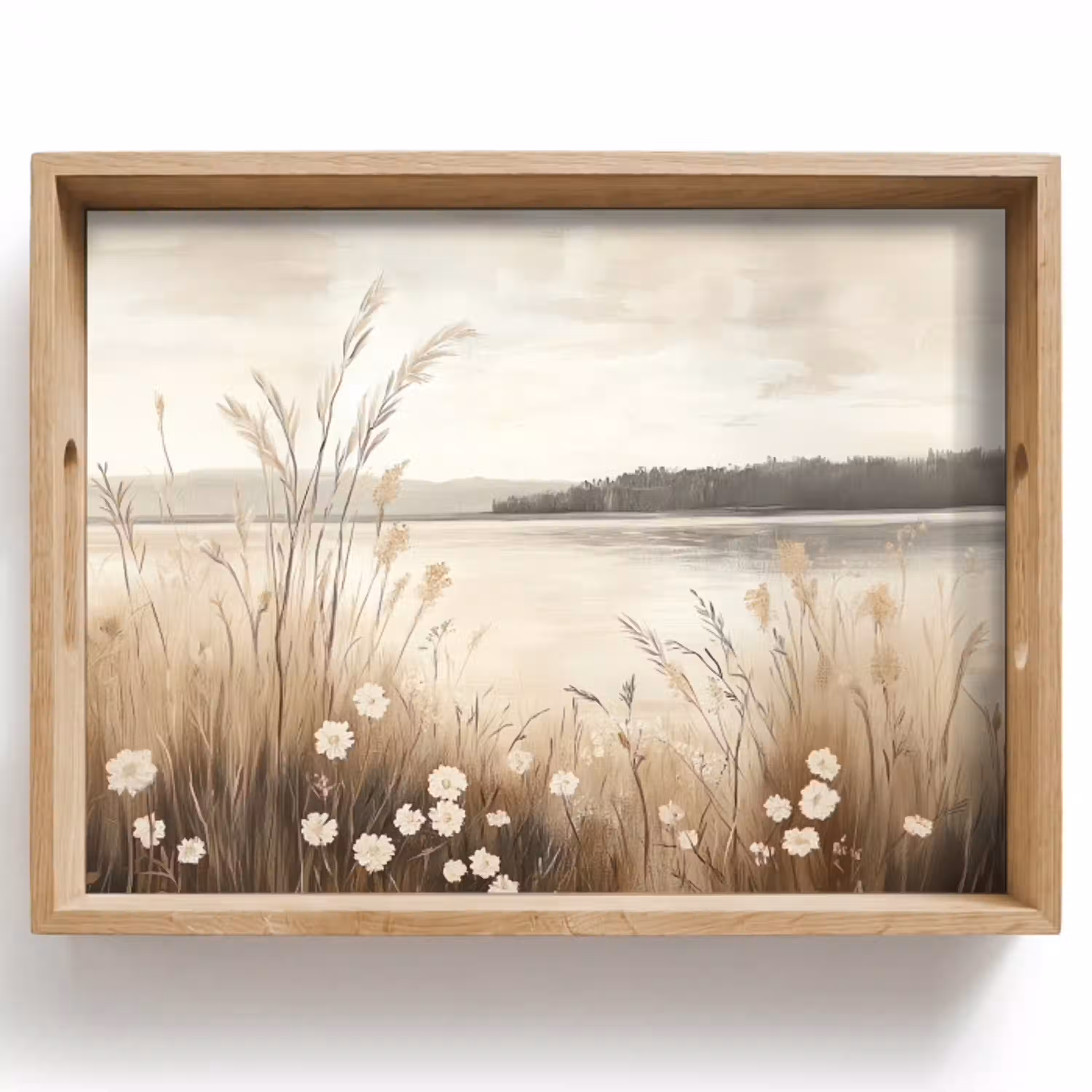 Meer - Water - Natuur - Beige Dienblad Rechthoek middel -z3d_shopping