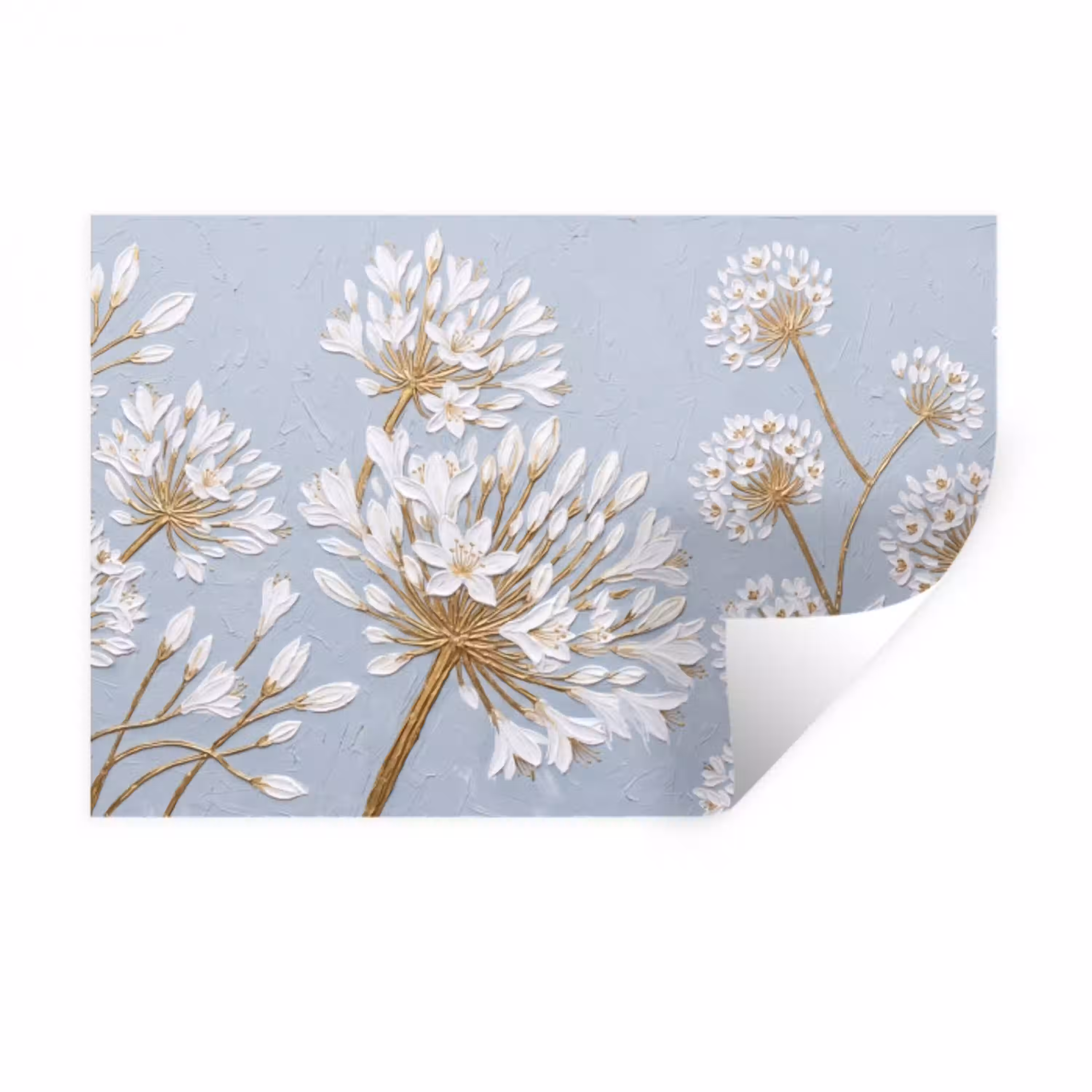 Illustratie - Bloemen - Blauw Muursticker klein -3d