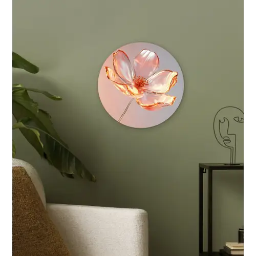 Glazen - Bloem - Roze Wandcirkel plexiglas klein -sfeer3