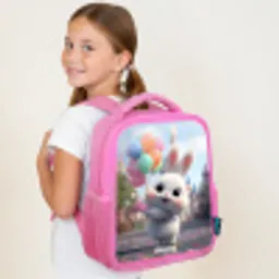 Konijn - Ballonnen Kinderrugzak - Roze middel -sfeer2