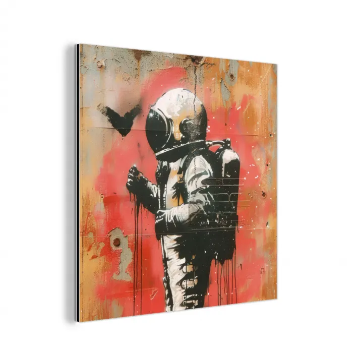 Graffiti - Astronaut - Street art - Ruimte - Banksy aluminium wit klein -3d