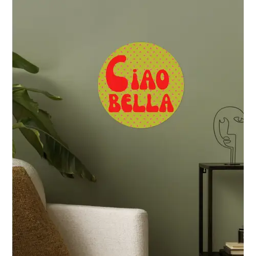 Ciao bella - Rood - Groen - Stippen Wandcirkel behangsticker klein -sfeer2