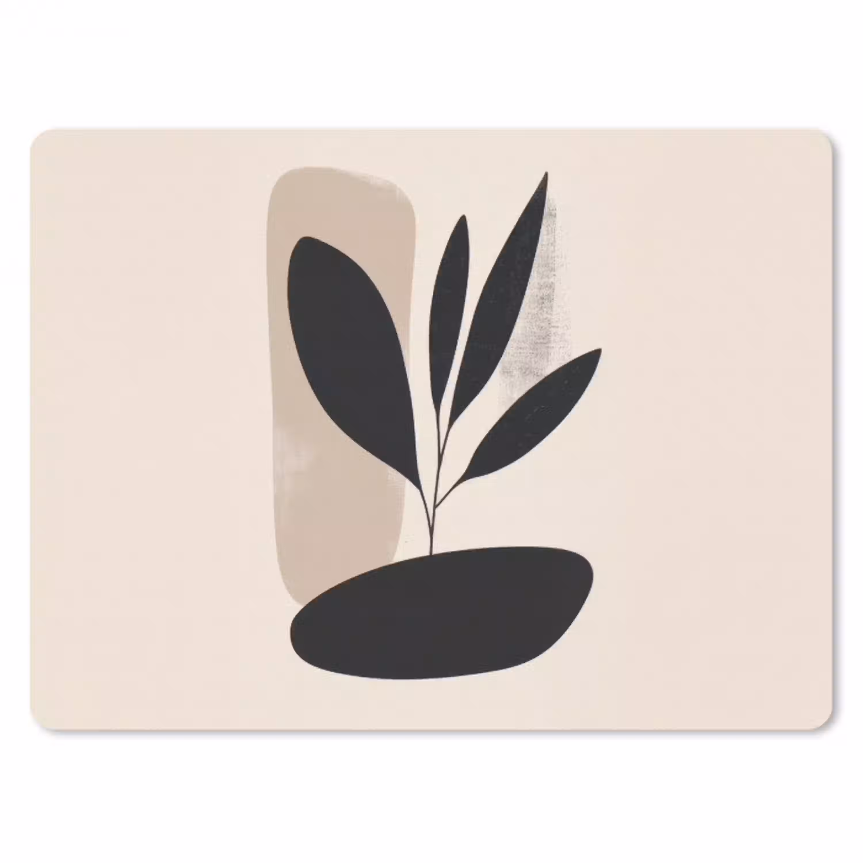 Plant - Beige - Japandi muismat rubber klein -3d
