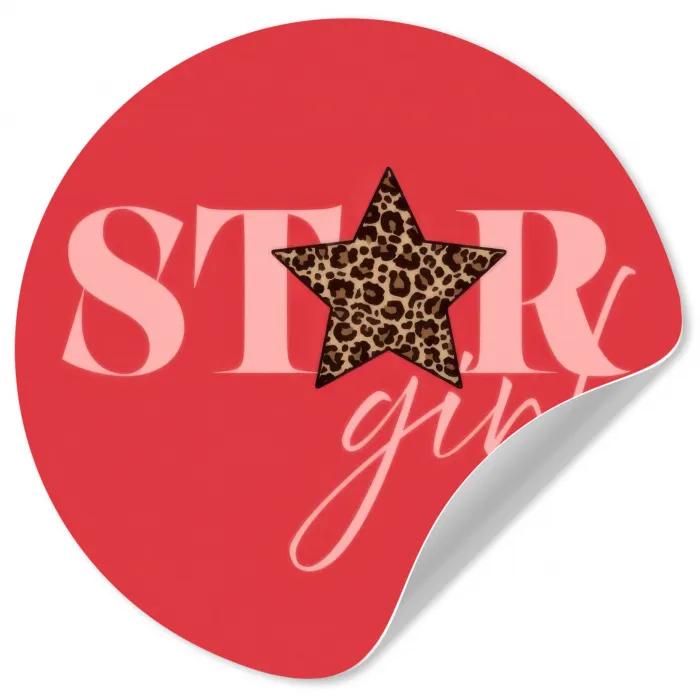 Star girl - Rood - Panter - Ster Wandcirkel behangsticker klein -3d
