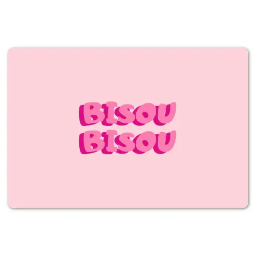 Bisou - Roze - Dikke letters Placemat vinyl groot -zzsfeer1_Kitchenyeah-website